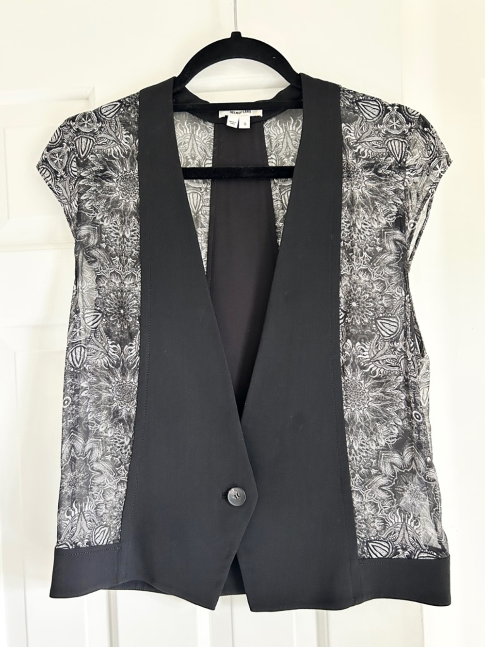 Helmut Lang Black Printed Panel Blazer Vest